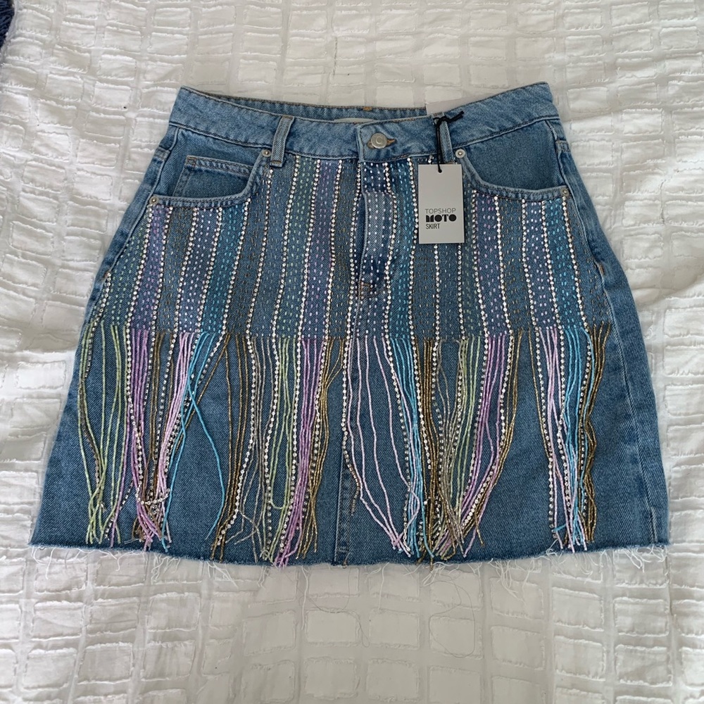 top shop beaded mini skirt